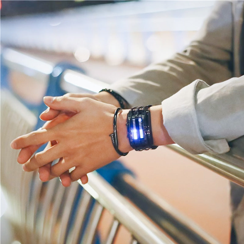 ⌚ ΤΩΡΑ 50% ΕΚΠΤΩΣΗ! 🤓 Ρολόι Cyberpunk Binary LED – «Μόνο οι Geeks το καταλαβαίνουν» – Φουτουριστικό, Μοναδικό και Εντυπωσιακό με Μπλε Οθόνη LED 💙-GR