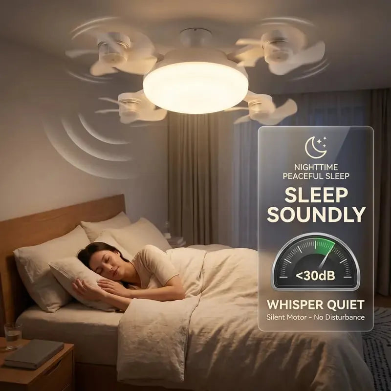 Moderna stropna ventilatorska svetilka z navojem E27 (model 2026) - tihi 2-v-1 LED ventilator z daljinskim upravljalnikom-SI