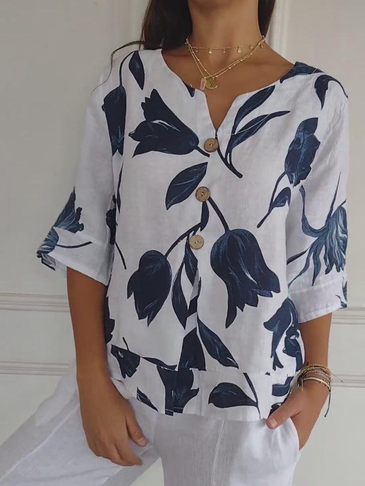 🔥[S-5XL]👕Τιούνι με λαιμόκοψη σε σχήμα V-GR