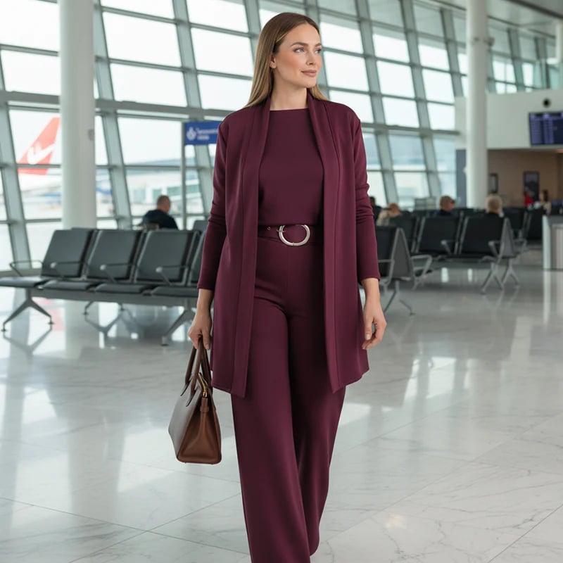 ⏳Posebna časovno omejena ponudba⏰Elegantni 3-delni komplet, ki vključuje dolg kardigan, majico in hlače💞-SI