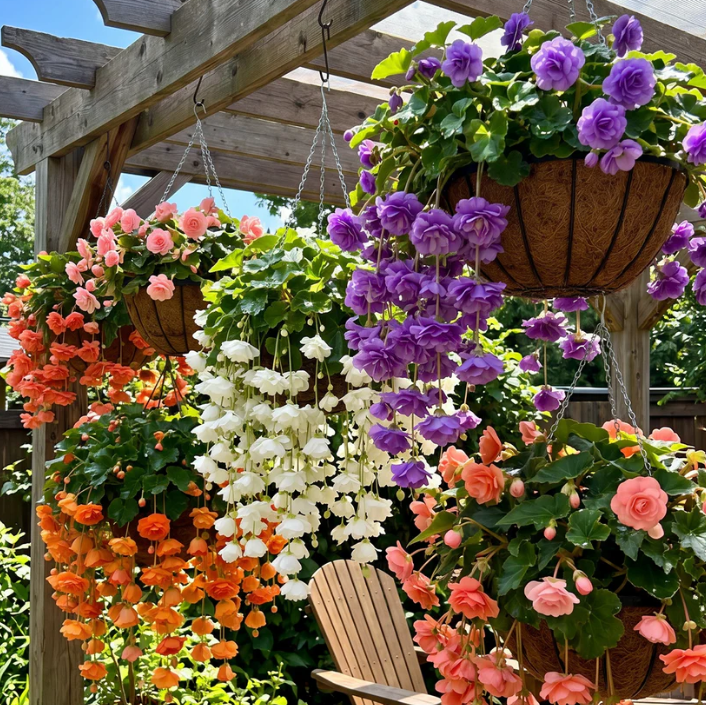 💥 „Bloom King“ pakabinamame krepšelyje Nr. 1 – Kaskadinės begonijos svogūnėliai 💐-LT