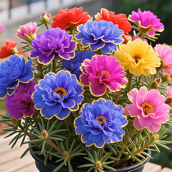 Zlata čipkasta portulaka🌸✨ Čudoviti dvojni cvetovi za lahkotno poletno barvanje-SI