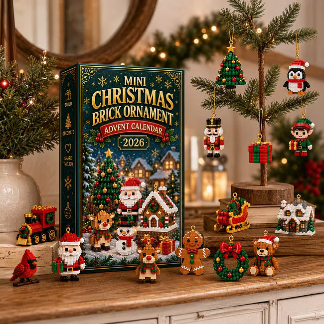 🎄 24-dnevni mini adventni koledar z božičnimi okraski | 24 edinstvenih, prazničnih, sestavljivih dizajnov z zankami za obešanje - idealnih za okraševanje božičnih drevesc, vencev in prazničnih okraskov 🧱-SI
