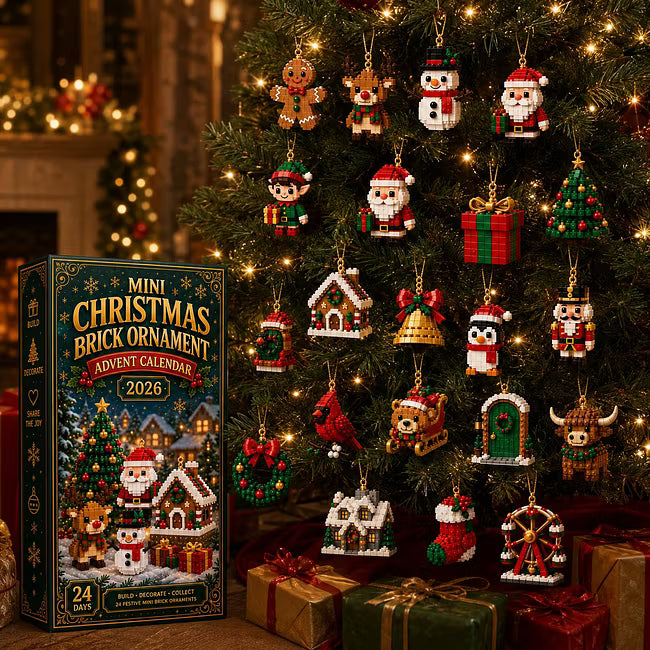 🎄 24 dienų mini Advento kalendorius su kalėdinėmis dekoracijomis | 24 unikalūs, šventiniai, patys sukurkite dizainus su pakabinimo kilpelėmis – puikiai tinka papuošti kalėdines eglutes, vainikus ir kitas šventines dekoracijas 🧱-LT