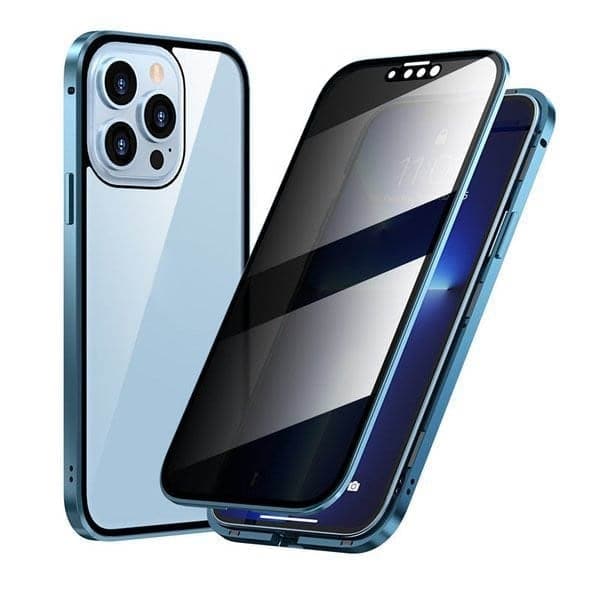 Magnetinis „iPhone“ dėklas su neatspindinčiu stiklu ir metalu-LT