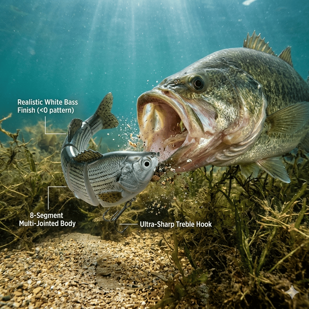 🌊Prevladajte vodo: Ozark Trail 5-palčna večdelna vaba za belega brancina🐟-SI