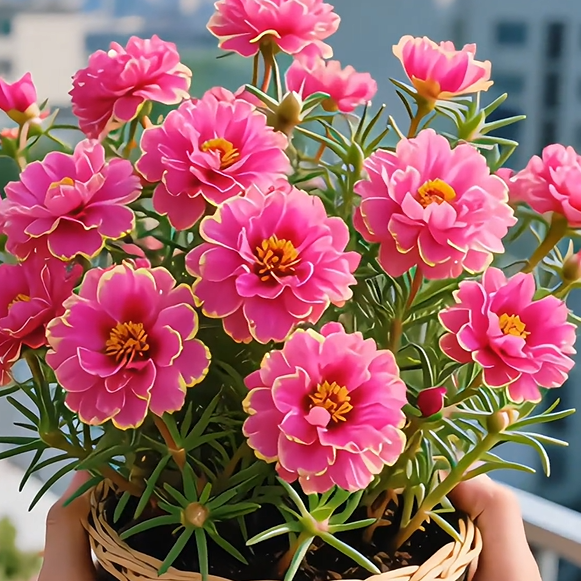 Zlata čipkasta portulaka🌸✨ Čudoviti dvojni cvetovi za lahkotno poletno barvanje-SI