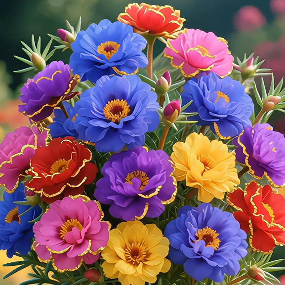 Zlata čipkasta portulaka🌸✨ Čudoviti dvojni cvetovi za lahkotno poletno barvanje-SI