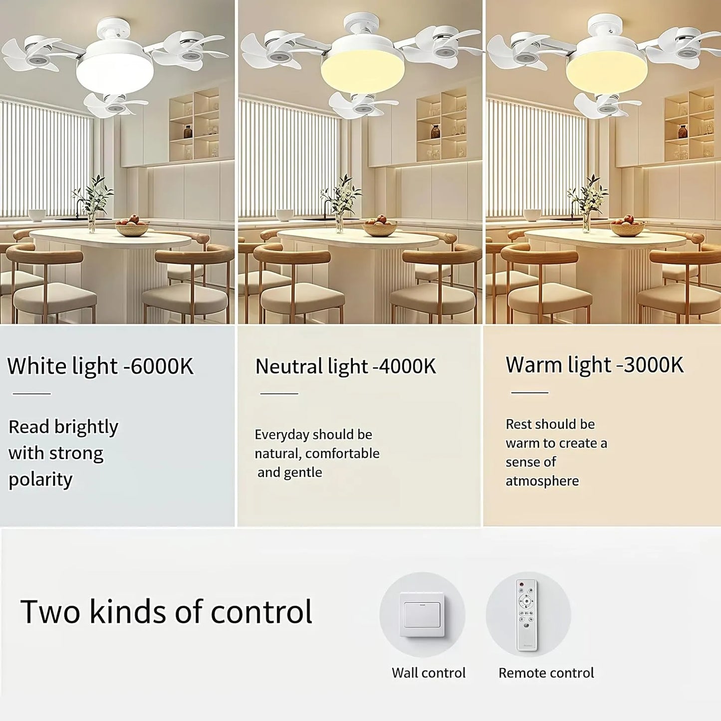Moderna stropna ventilatorska svetilka z navojem E27 (model 2026) - tihi 2-v-1 LED ventilator z daljinskim upravljalnikom-SI