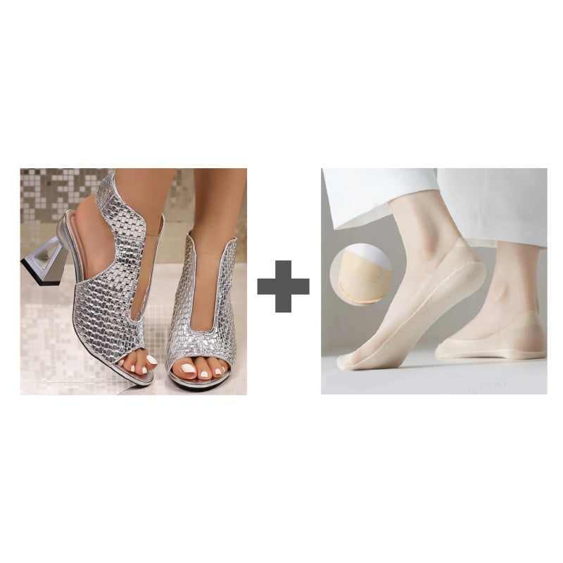 🏖️👠Elegantni sandali z visoko peto in odprtim prstom za ženske – vitke noge, udobna hoja 👡-SI
