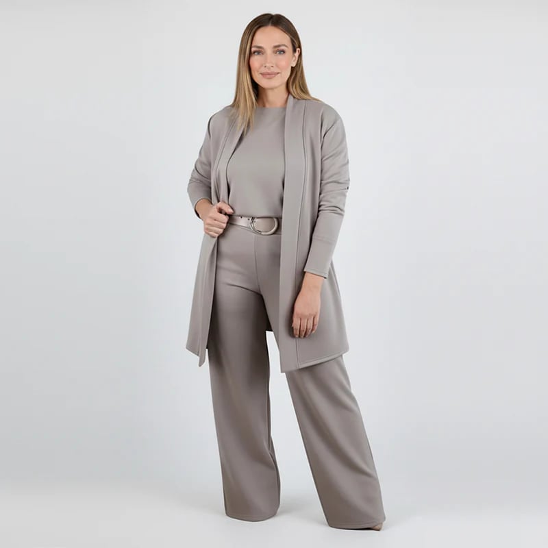 ⏳Posebna časovno omejena ponudba⏰Elegantni 3-delni komplet, ki vključuje dolg kardigan, majico in hlače💞-SI