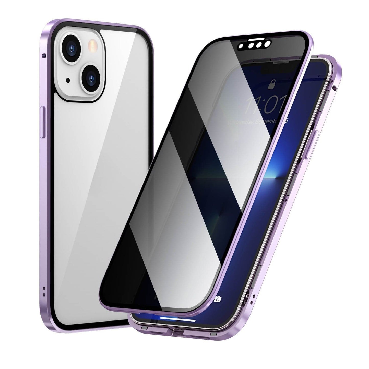 Magnetinis „iPhone“ dėklas su neatspindinčiu stiklu ir metalu-LT