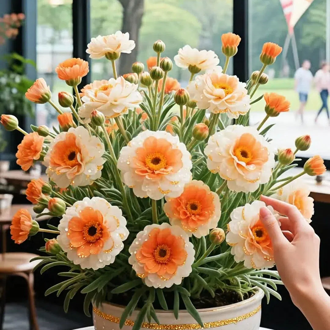 Zlata čipkasta portulaka🌸✨ Čudoviti dvojni cvetovi za lahkotno poletno barvanje-SI