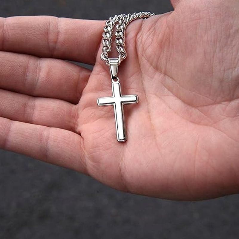 ⛓️ ZDAJ 50 % POPUSTA! ✝️ Moška ogrlica s križem iz nerjavečega jekla - brezčasen simbol, trpežni materiali in darilna embalaža-SI
