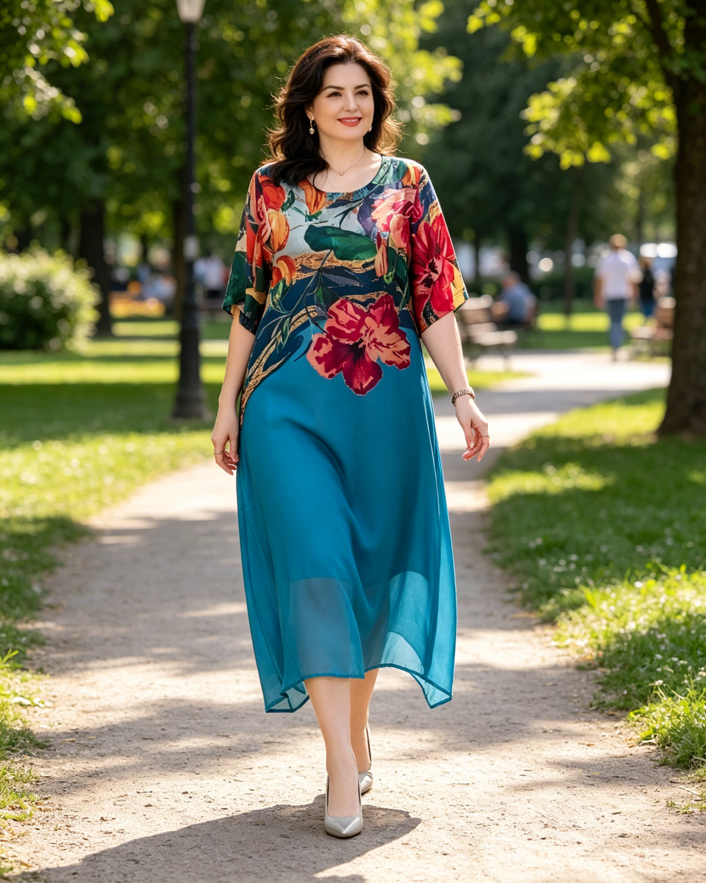 👗Elegantiškos gėlėtos suknelės moterims dideliais dydžiais-LT