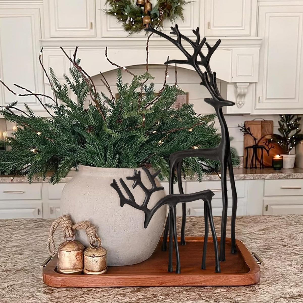 🎅Χριστουγεννιάτικο Μπεστ Σέλερ 🦌 Φιγούρα με μαύρο τάρανδο, Χριστουγεννιάτικη διακόσμηση-GR