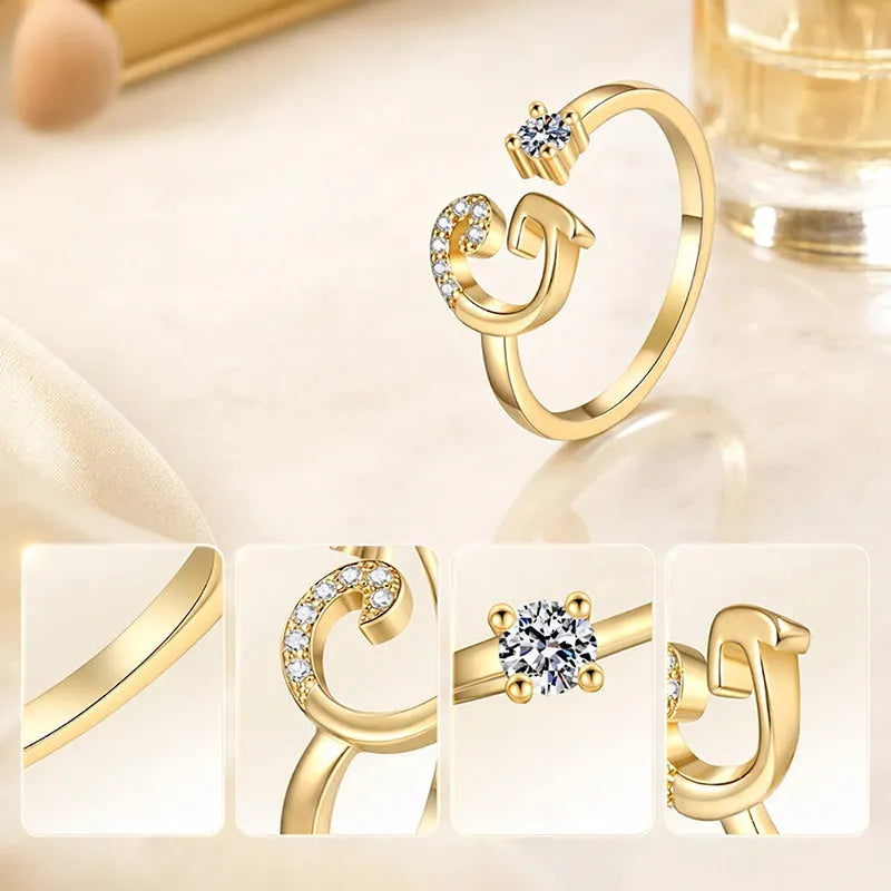 ⏳Časovno omejen 50 % popust⏰Nastavljiv bleščeči začetni prstan za ženske💍-SI
