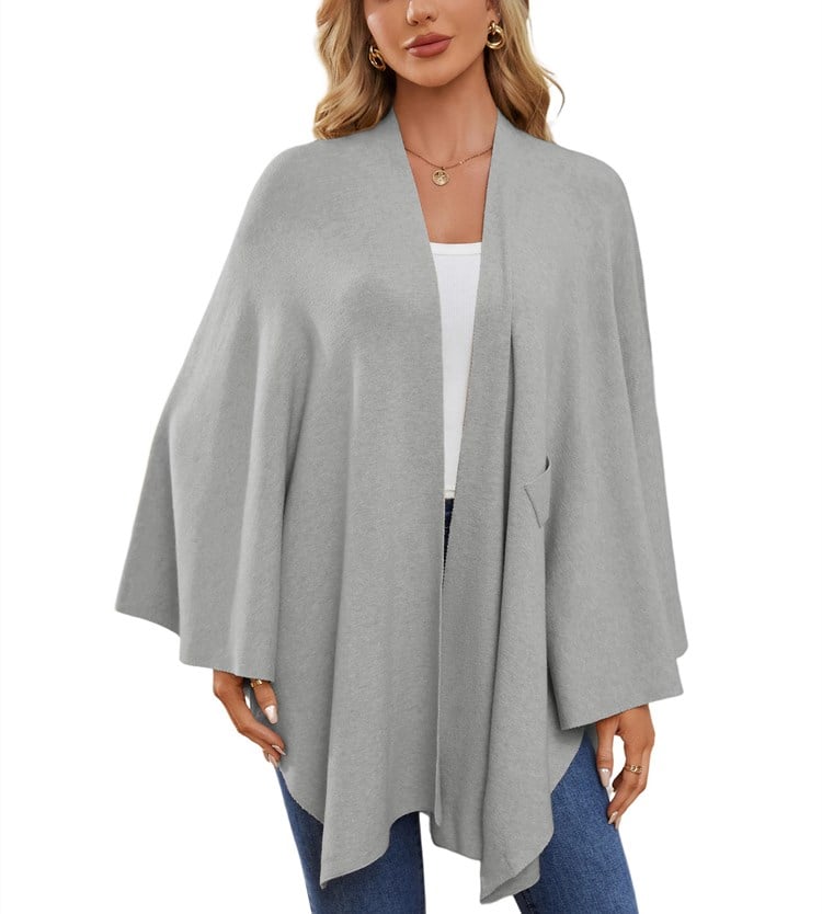 🔥Eleganten šal, ki prekriva mehak pončo pulover z odprtim sprednjim delom-SI