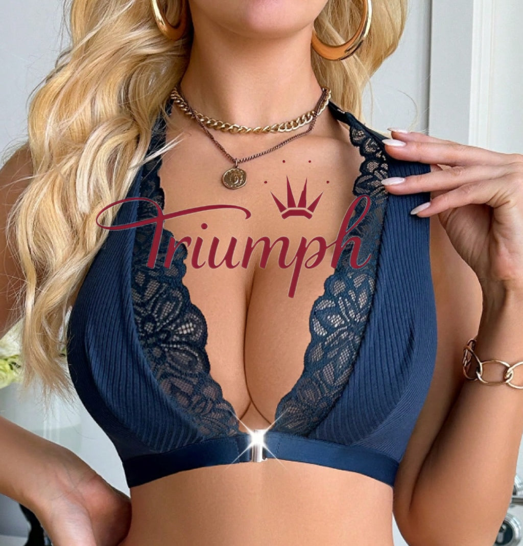 Triumph - 4 komada 💥 Seksi grudnjak s čipkom sprijeda i romantičnom kopčom-HR