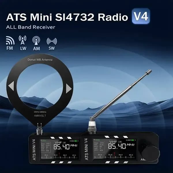 📻Nadgrajeni vsepasovni DSP radijski sprejemnik ATS Mini V4 Si4732-SI