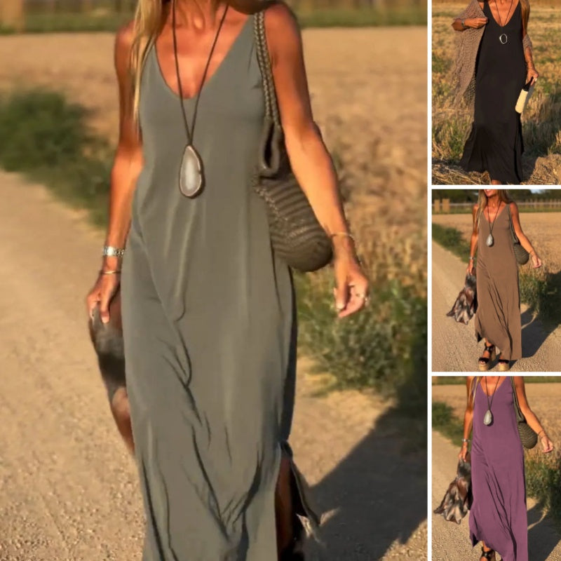 🔥👗Moteriška maksi suknelė su miela iškirpte-LT