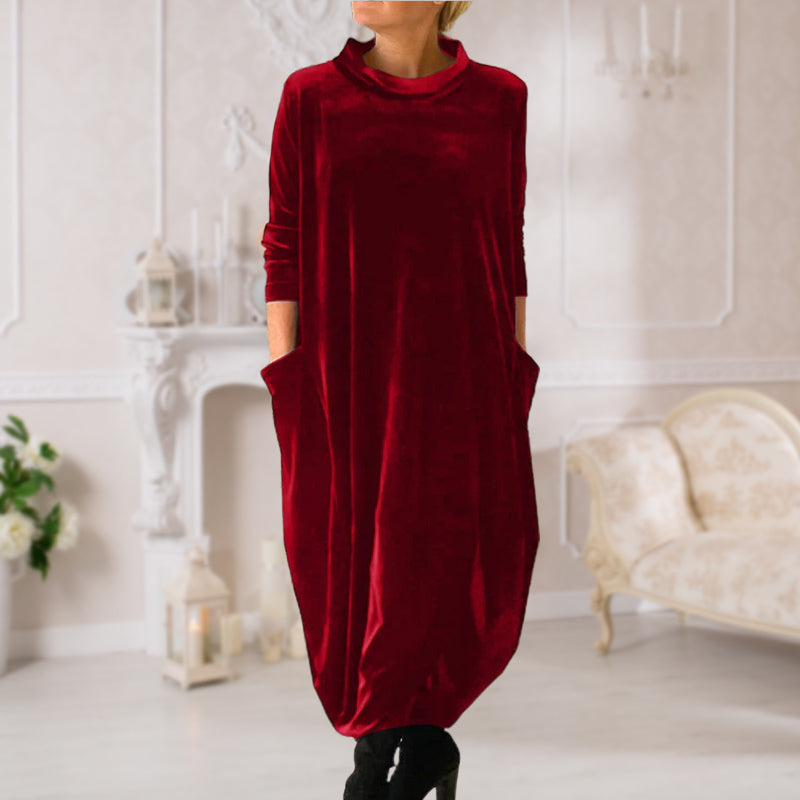 Elegantna dolga žametna obleka