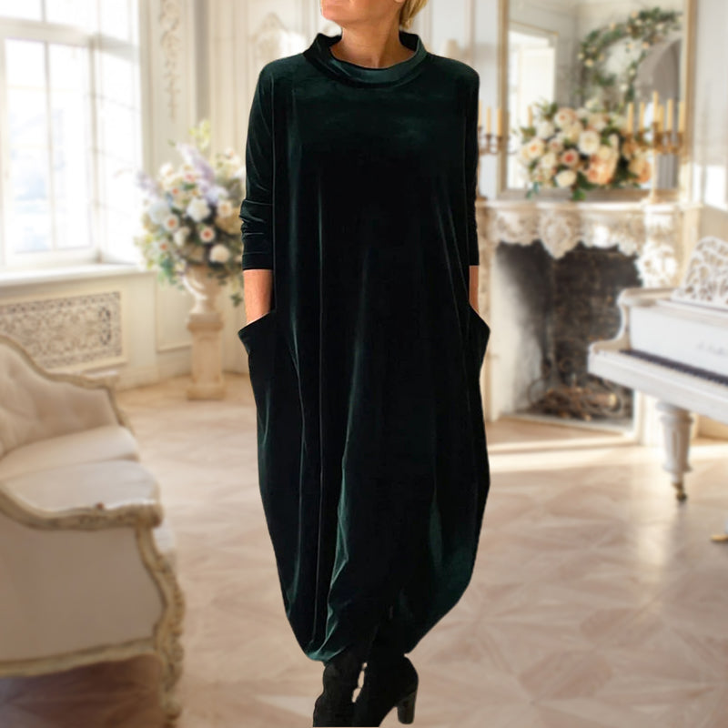 Elegantna dolga žametna obleka