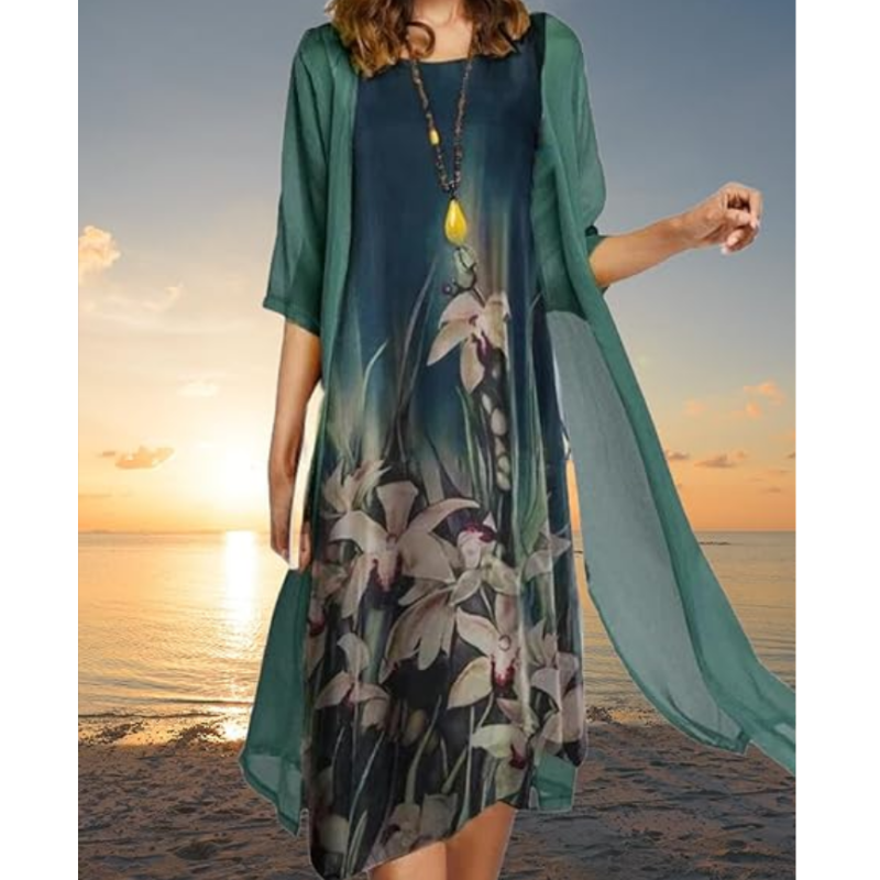 🌸Ženska dvodelna obleka s cvetličnim vzorcem-SI