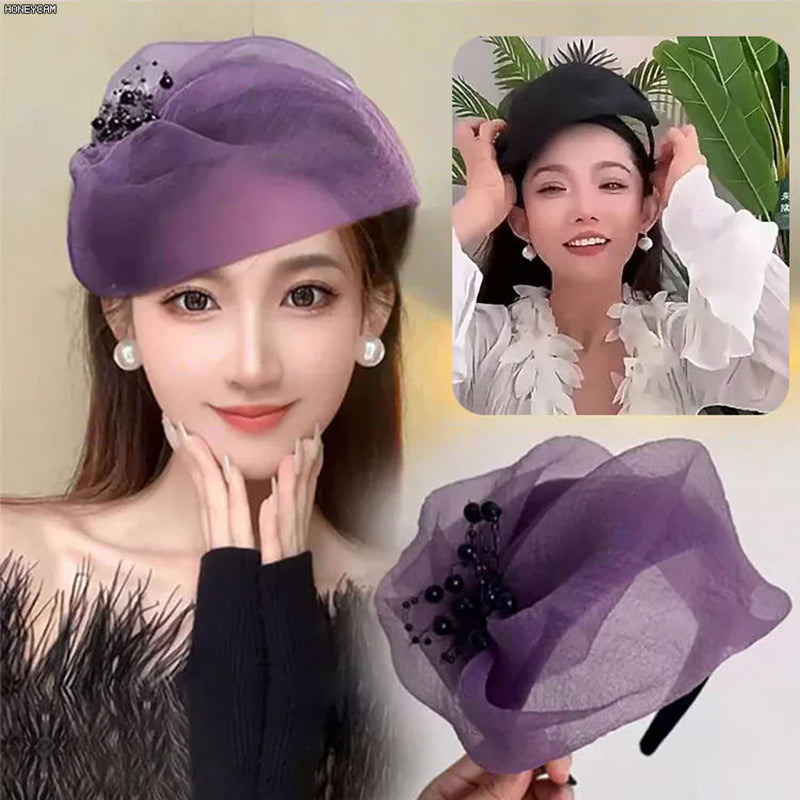 2025 Νέο σχέδιο 🌸 Fascinator με vintage κορδέλα από οργάντζα-GR