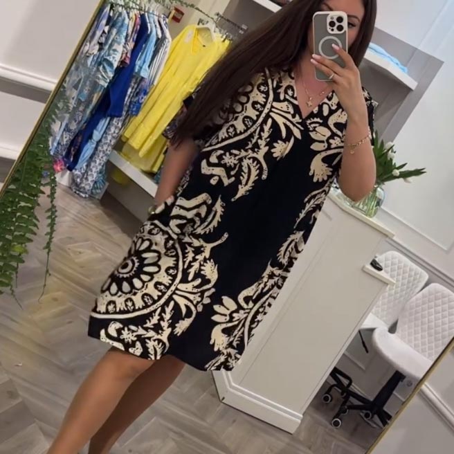 👗Ženska obleka z v-izrezom in žepi za prosti čas
