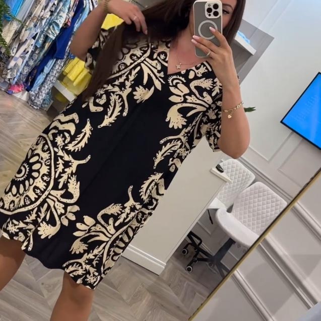 👗Ženska obleka z v-izrezom in žepi za prosti čas