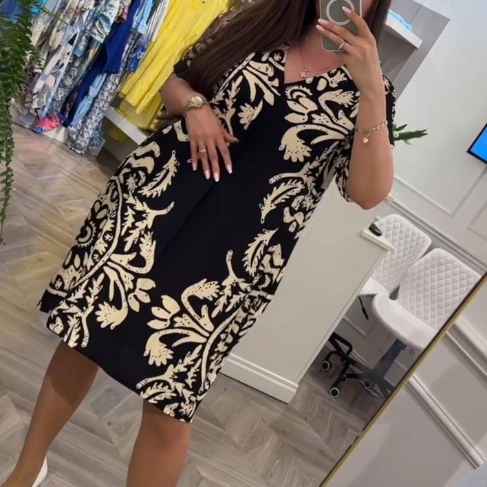 👗Ženska obleka z v-izrezom in žepi za prosti čas