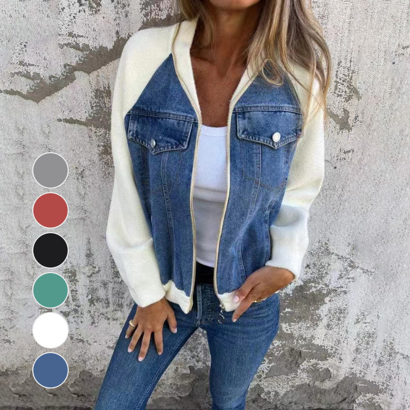 🔥Nova modna ženska jakna s kreativnim denim tkanjem-SI