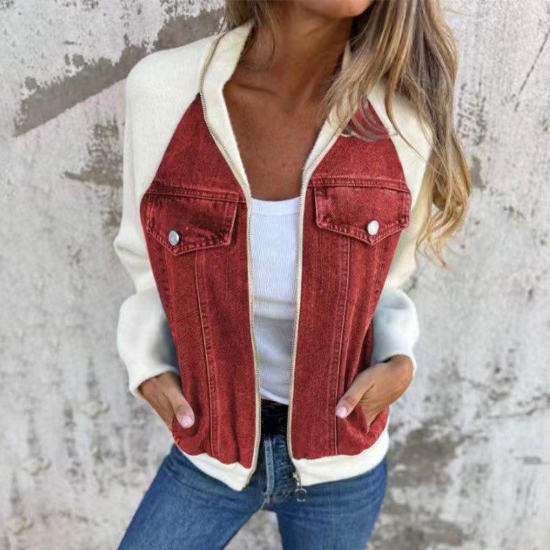 🔥Nova modna ženska jakna s kreativnim denim tkanjem-SI