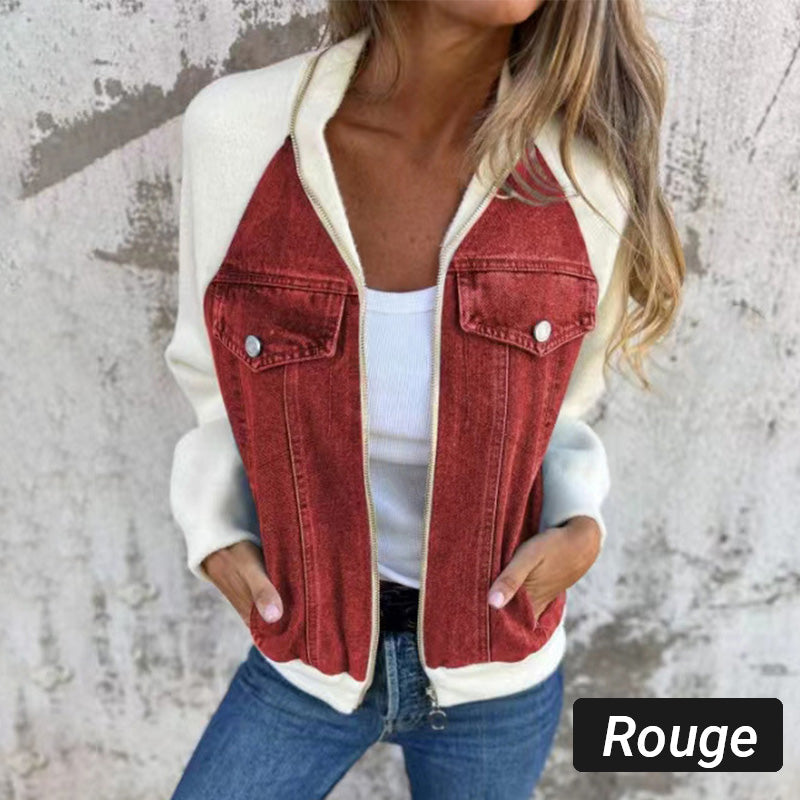 🔥Nova modna ženska jakna s kreativnim denim tkanjem-SI