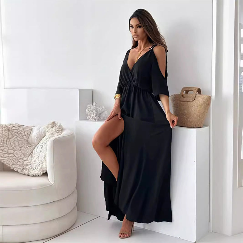 【💖Nauji produktai 2025】👗Elegantiška, seksuali moteriška suknelė su smailia iškirpte-LT