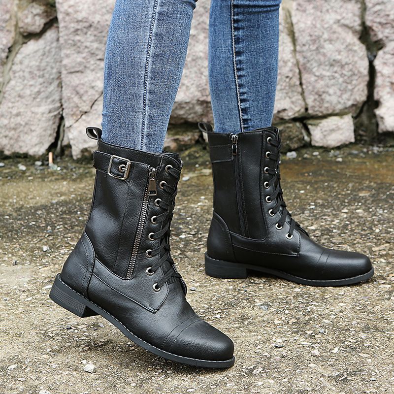 Sieviešu ādas ortopēdiskie apavi ar apaļu purngalu un sānu rāvējslēdzēju👢-LV
