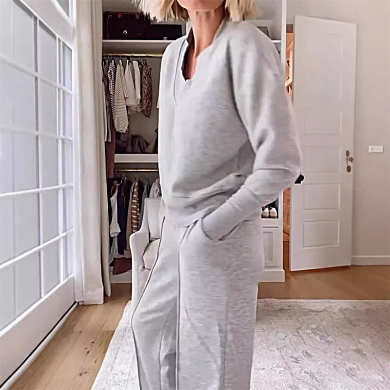 Naiste vabaaja moekomplekt 💕 (ülaosa + püksid)-EE