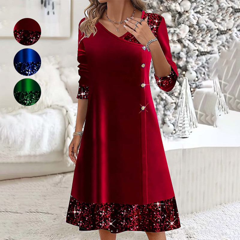 👗 Auksinės spalvos aksominės rudens/žiemos suknelės moterims-LT
