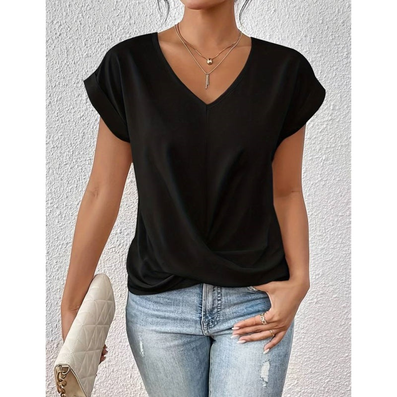 👚Elegantiški marškinėliai V formos iškirpte✨-LT