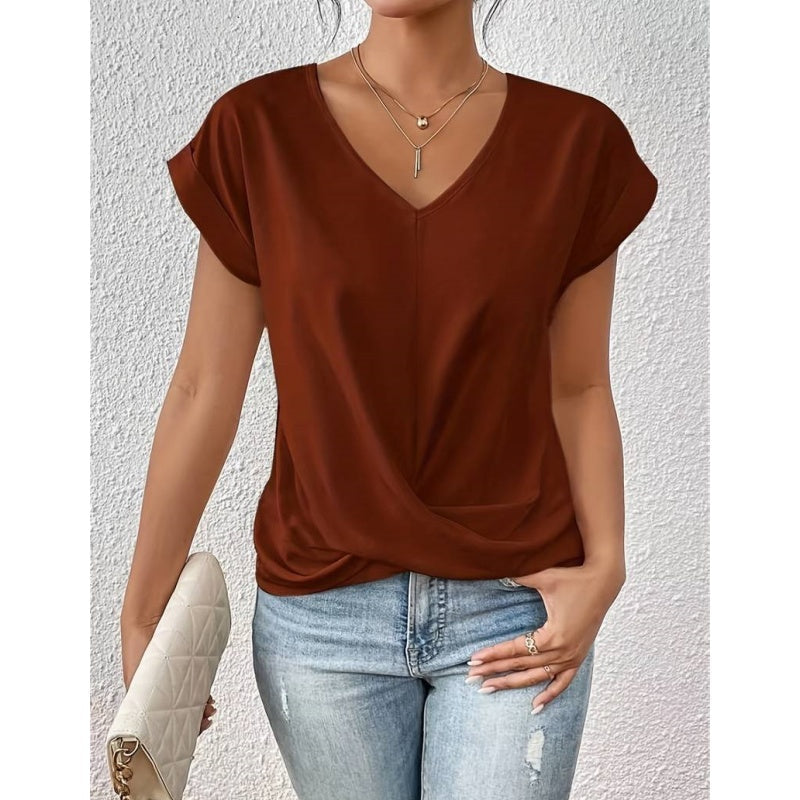 👚Elegantiški marškinėliai V formos iškirpte✨-LT