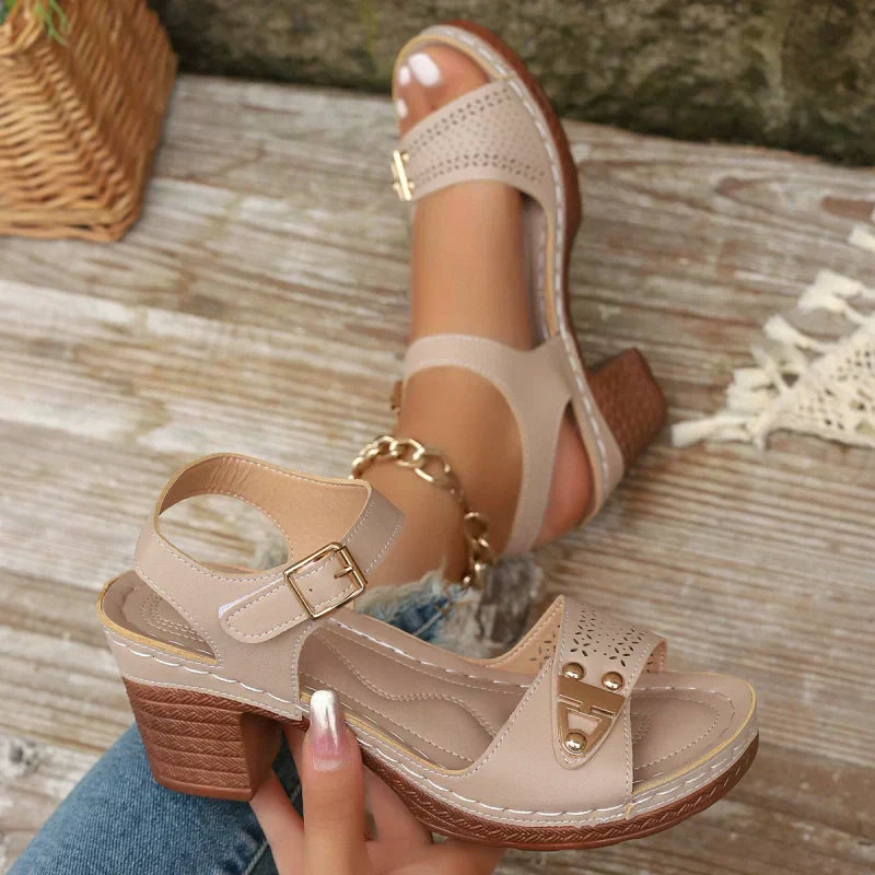 【EU 36-43】👡Vasaros moteriški stori aukštakulniai sandalai-LT