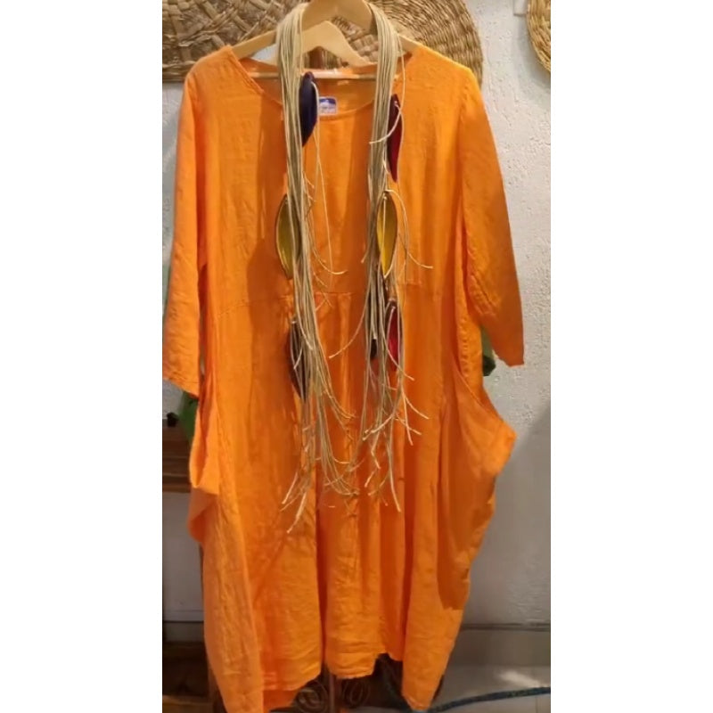 💖Omejena razprodaja, 20 % POPUST💖Ženska, za prosti čas, lanena boho obleka z dolgimi rokavi-SI