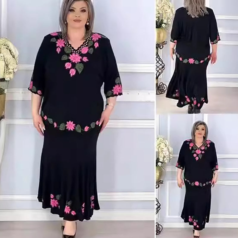 🌷Elegantiška gėlėta moteriška suknelė su V formos iškirpte-LT