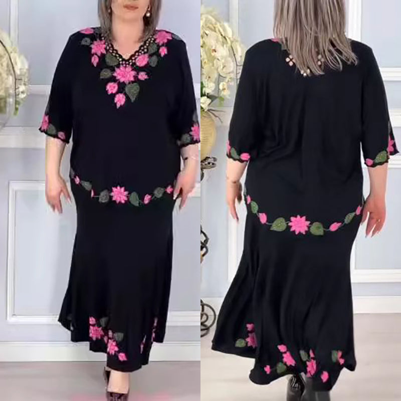🌷Elegantiška gėlėta moteriška suknelė su V formos iškirpte-LT