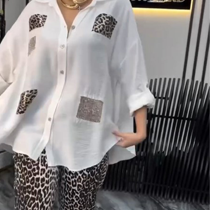 👗 Σετ με λεοπάρ print | 2 τεμάχια casual | Ελαστικό βαμβάκι-GR