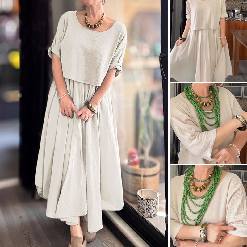 【S-5XL】👗Σετ μακριάς μονόχρωμης φούστας-GR