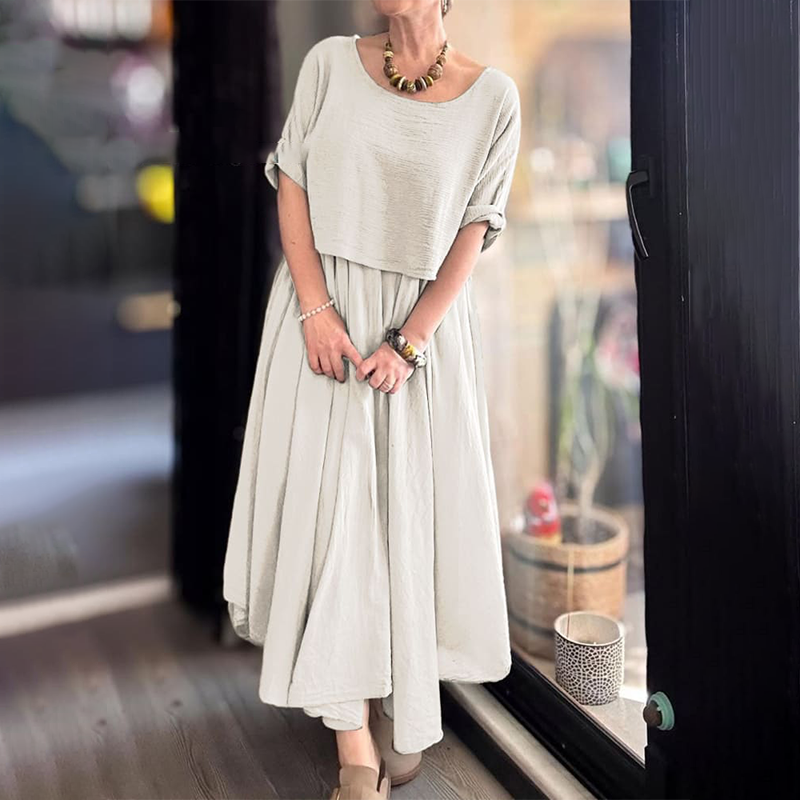 【S-5XL】👗Σετ μακριάς μονόχρωμης φούστας-GR