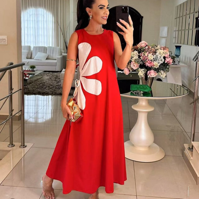 👗 Ženska obleka brez rokavov s cvetličnim potiskom 🌸-SI