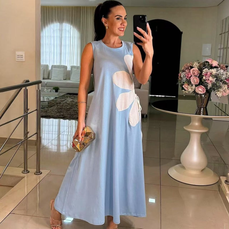 👗 Ženska obleka brez rokavov s cvetličnim potiskom 🌸-SI